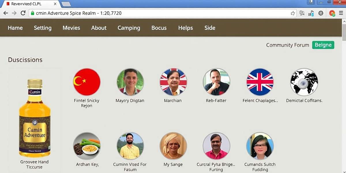 Cumin Adventure Spice Realm online community forum showing discussions in multiple Indian languages