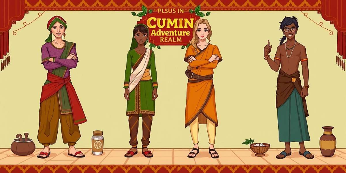 Cumin Adventure Spice Realm showing regional character designs from different parts of India in traditional clothing